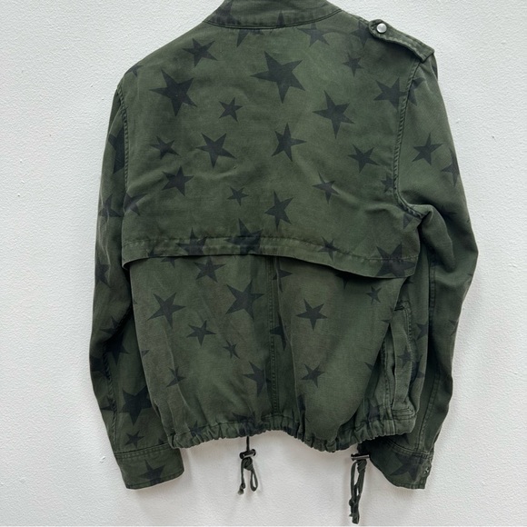 RAILS Collins Jacket Sage with Black Stars Linen Blend Bomber Cropped Army Green - Picture 7 of 13